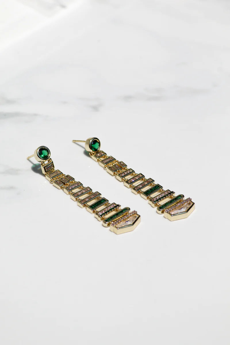 Deco Earrings in Emerald jewelry Native Gem 