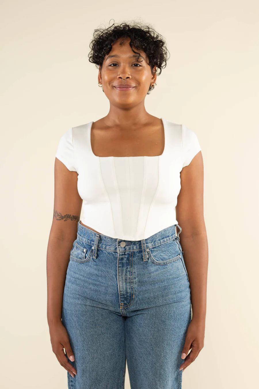 Corset Crop Top in Ivory top No Less Than 
