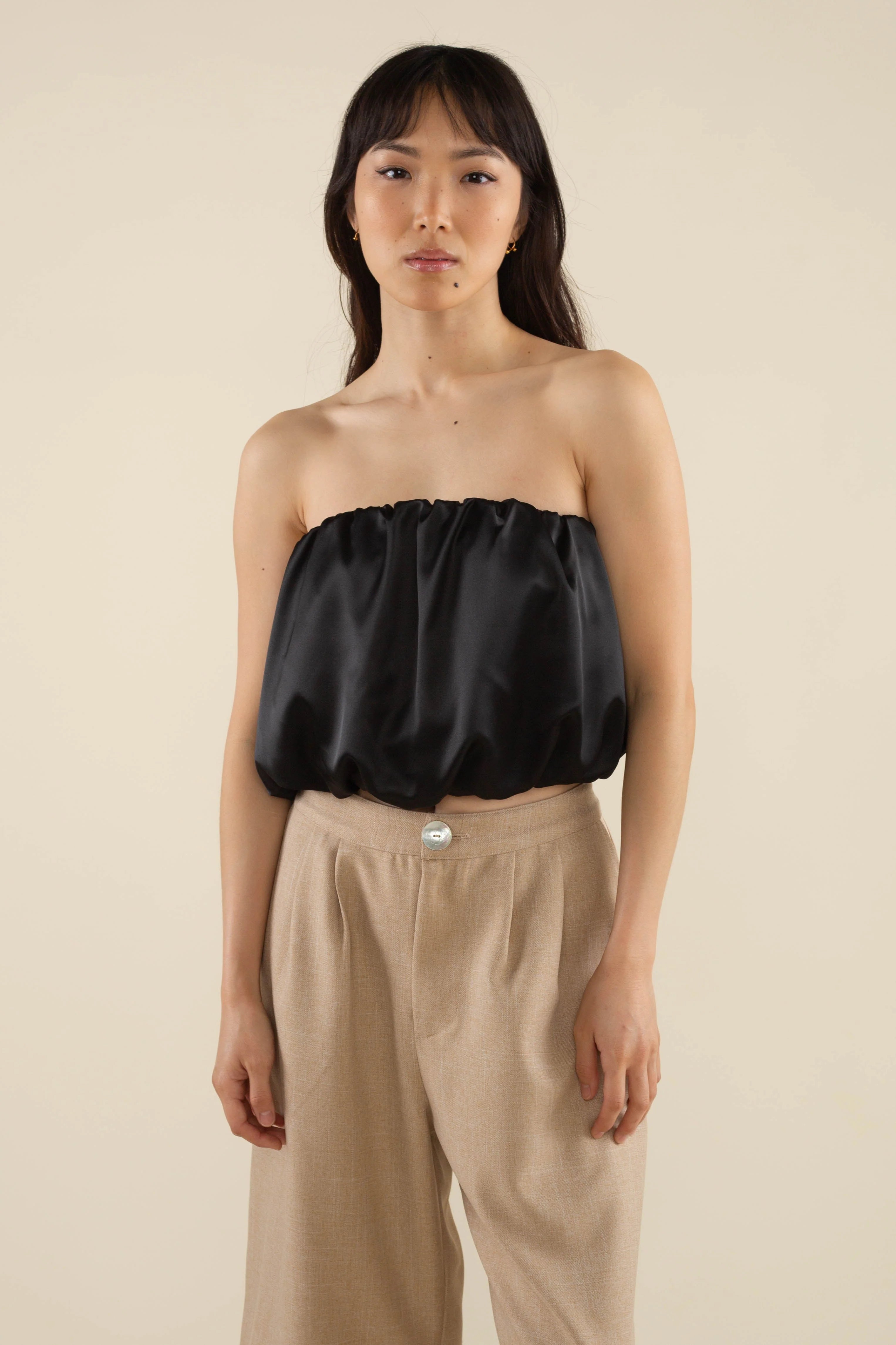 Faye Bubble Crop Poplin Tube Top – Haley Solar