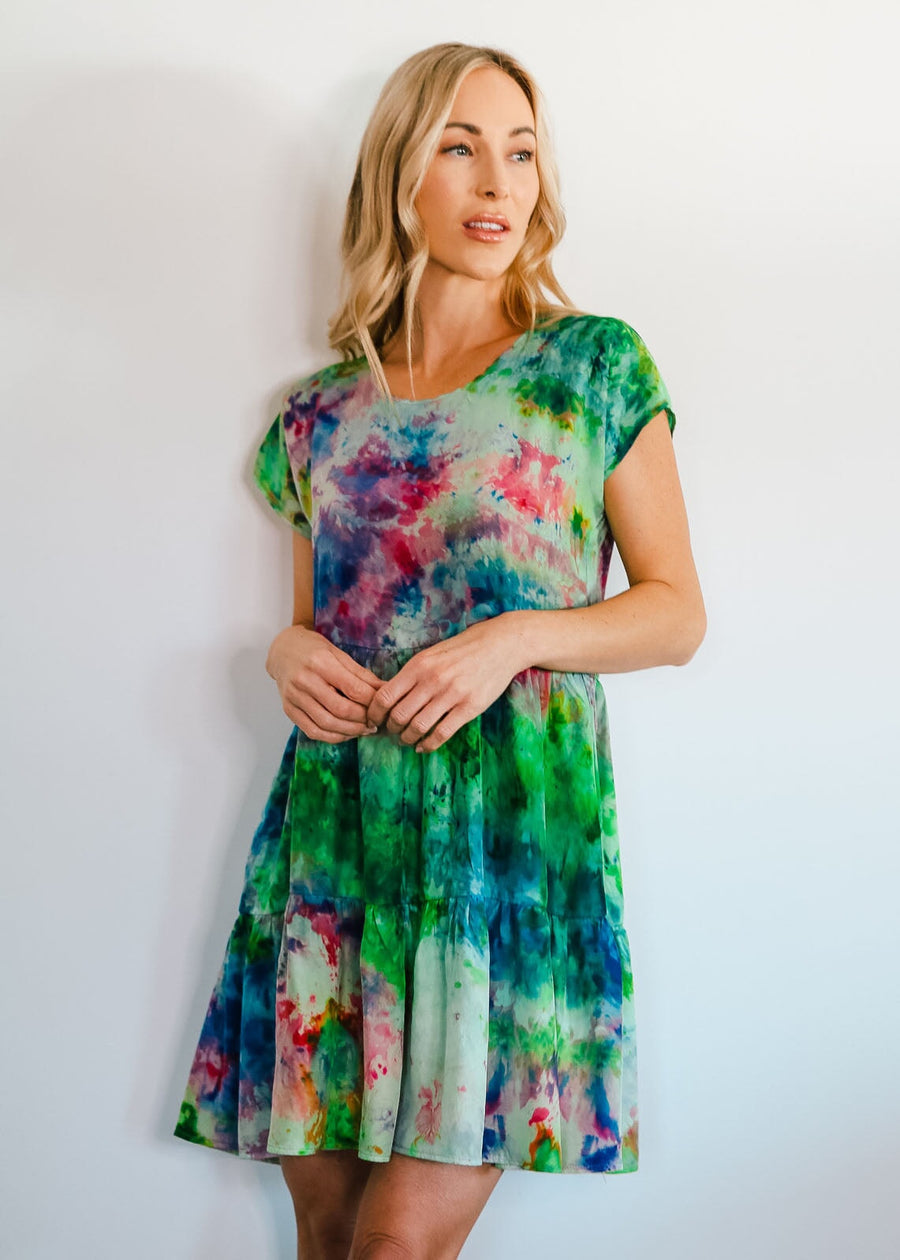 Hand Dyed Silk Tiered Dress dress Haley Solar 