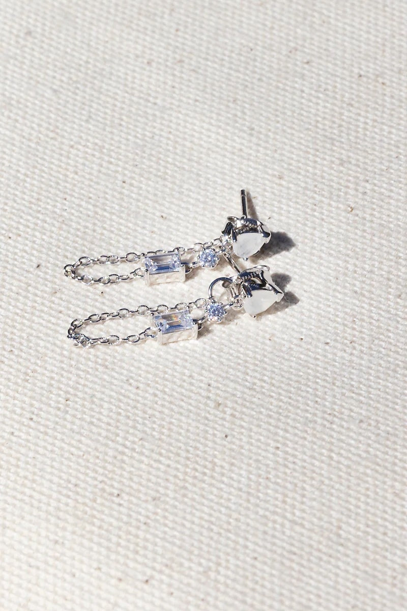 Silver Droplet Chain Earrings jewelry Native Gem 