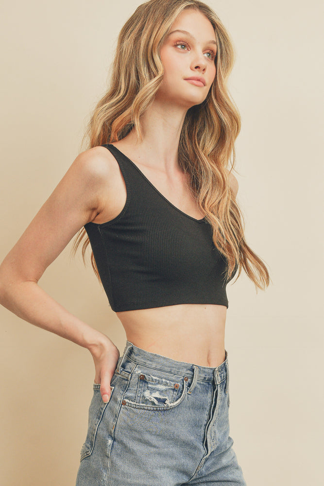 Ribbed Knit Crop Tank Top