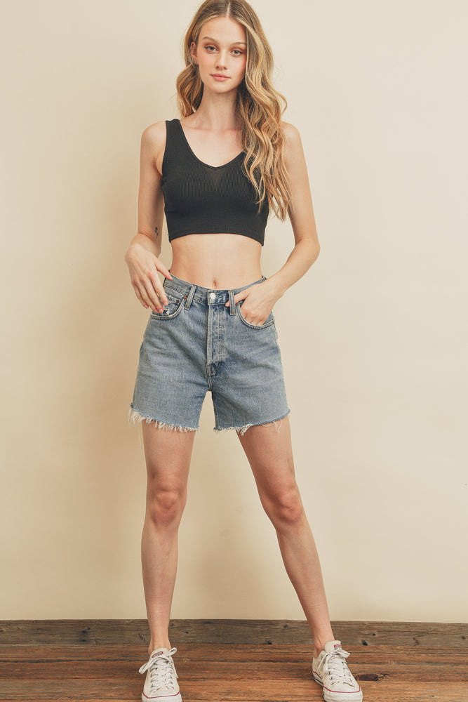 Ribbed Knit Crop Tank Top