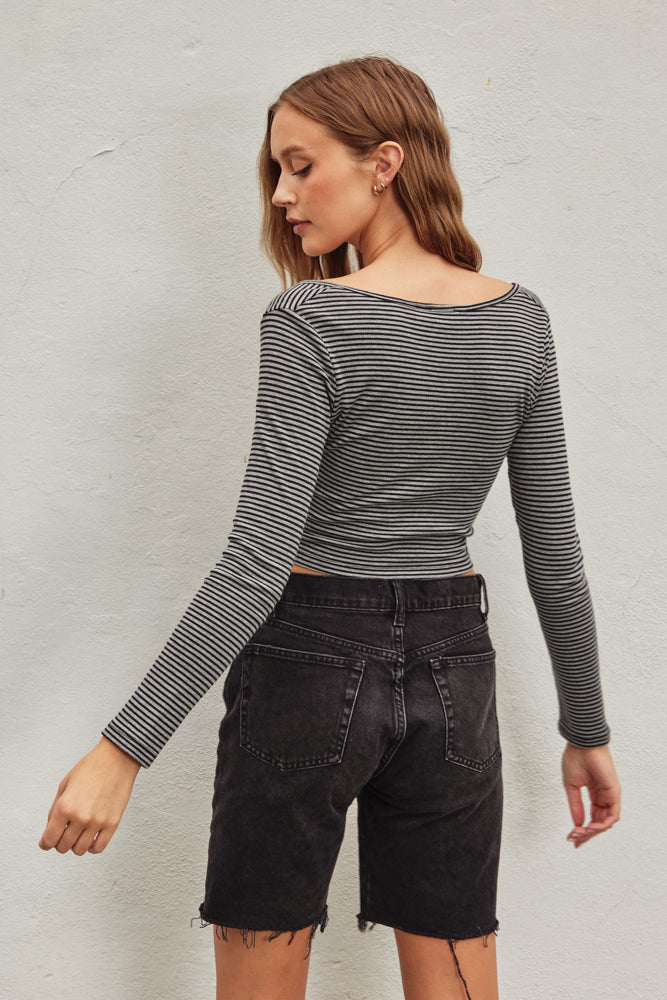 Perfect Stripes Long Sleeve Crop Top