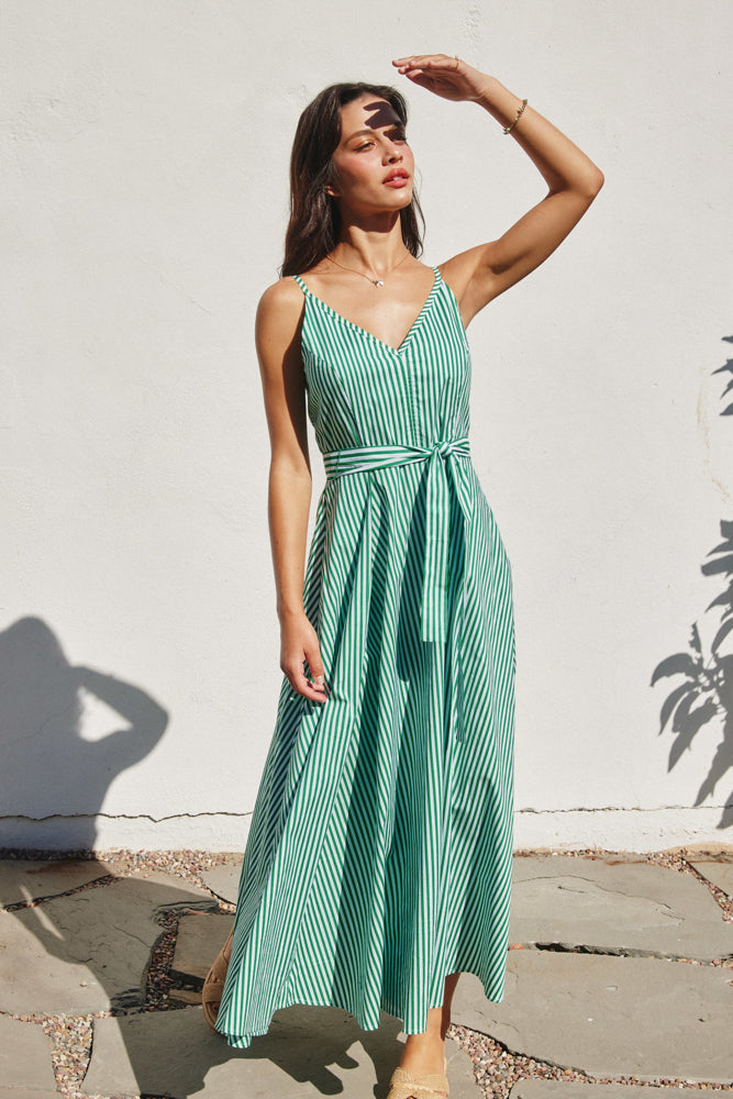Kelly Green Striped Dress