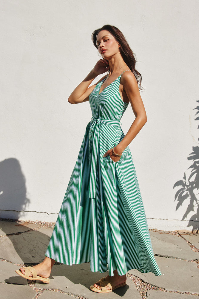 Kelly Green Striped Dress