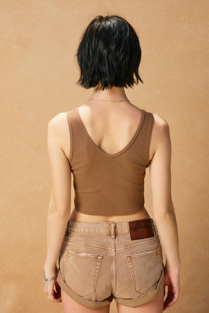 Ribbed Knit Crop Tank Top