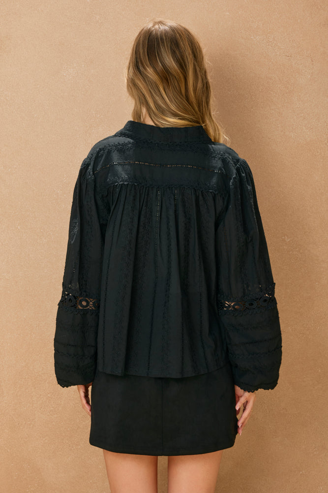 Midnight Eyelet Top