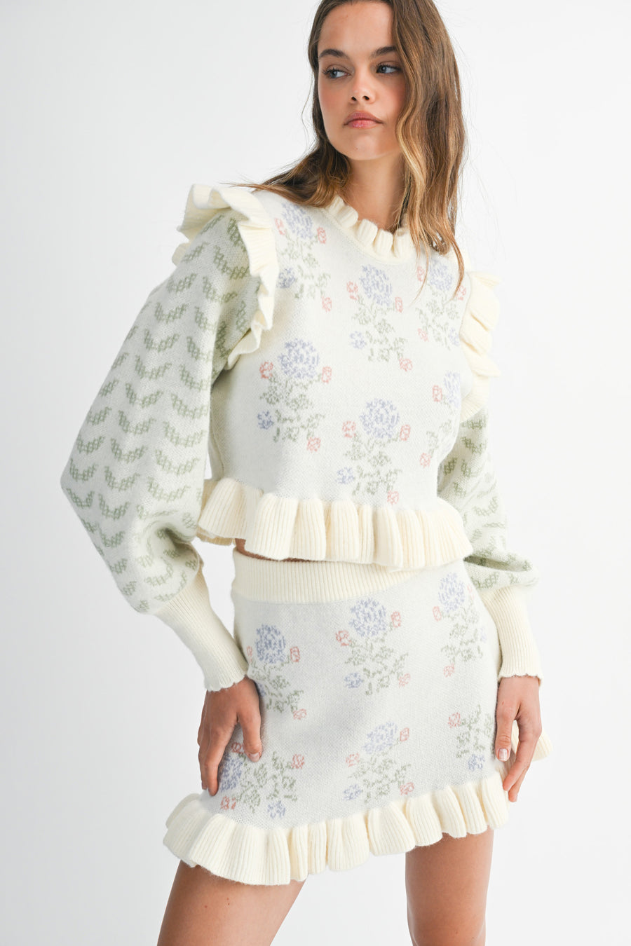 Floral Jacquard Mini Skirt