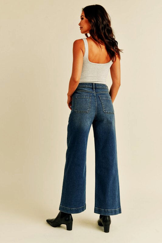 Wide Leg Utility Denim in Dark Wash pant JBD 