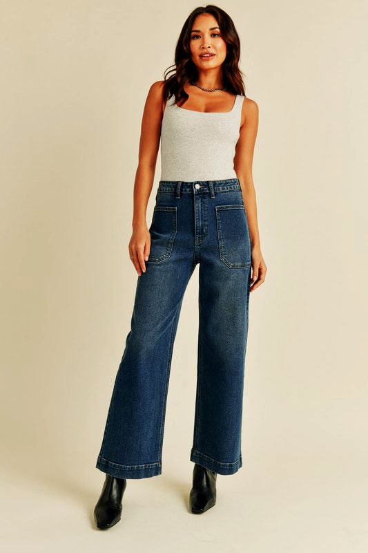 Wide Leg Utility Denim in Dark Wash pant JBD 