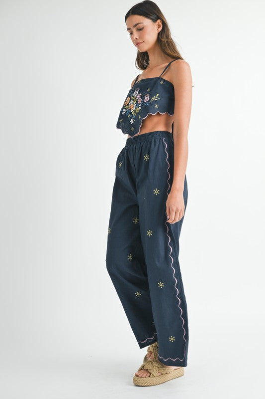 Stella Embroidered Scarf Top