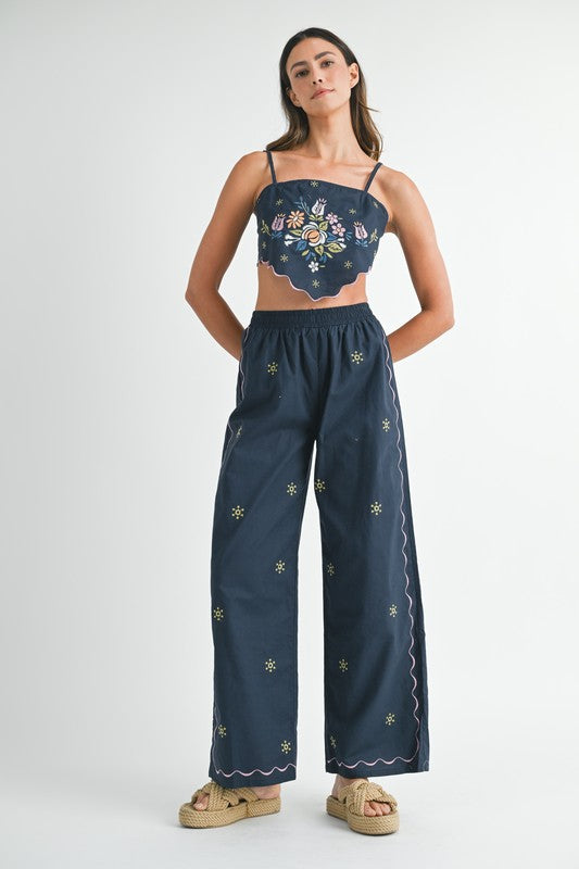 Stella Embroidered Scarf Top