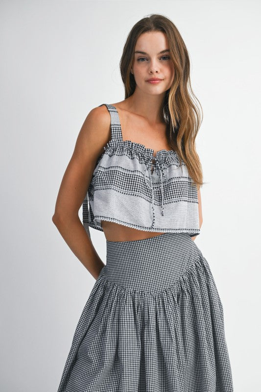 Bora Stripe Gingham Top