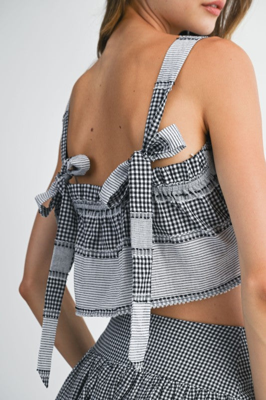 Bora Stripe Gingham Top