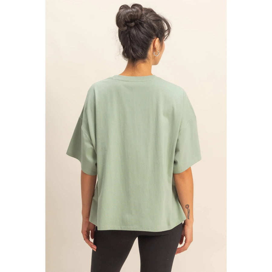 Celia Oversized Tee in Sage