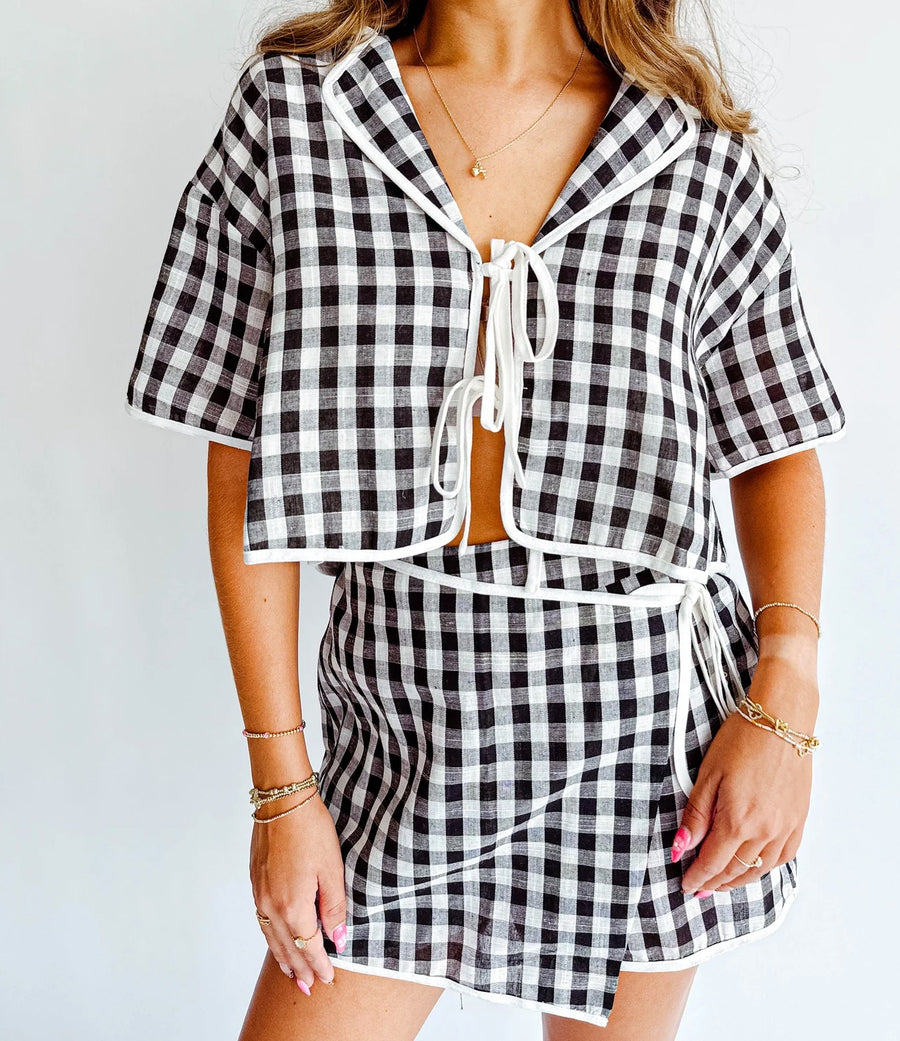 Paige Gingham Tie Top