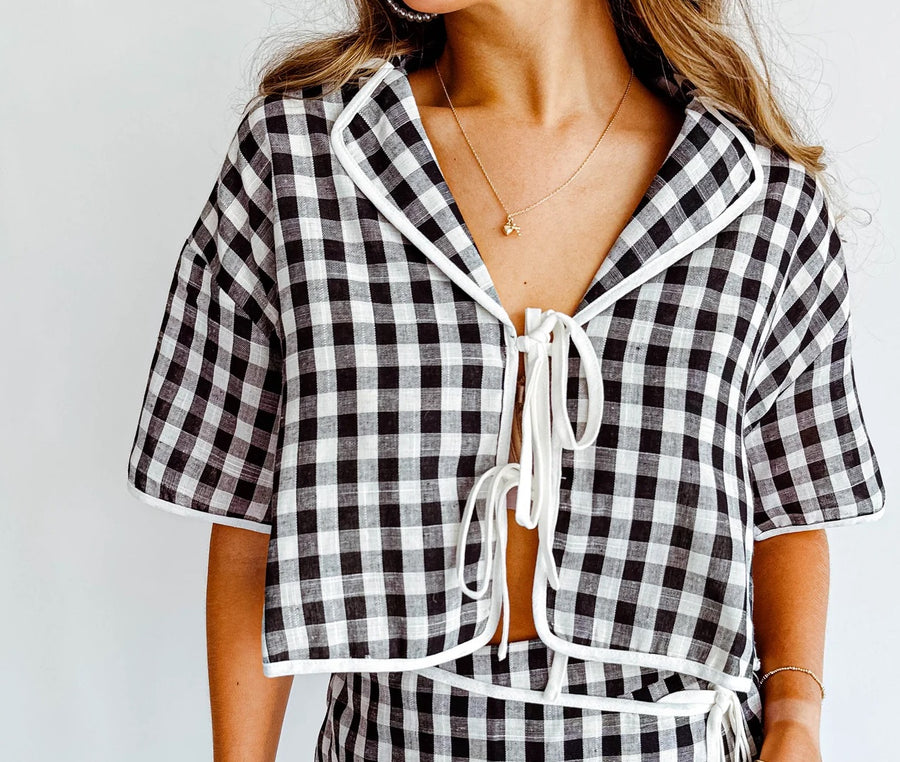 Paige Gingham Tie Top