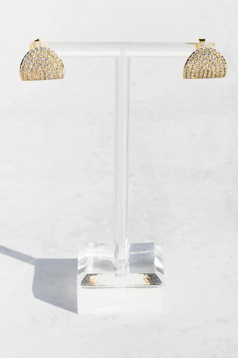 Pave Arc Studs in Gold
