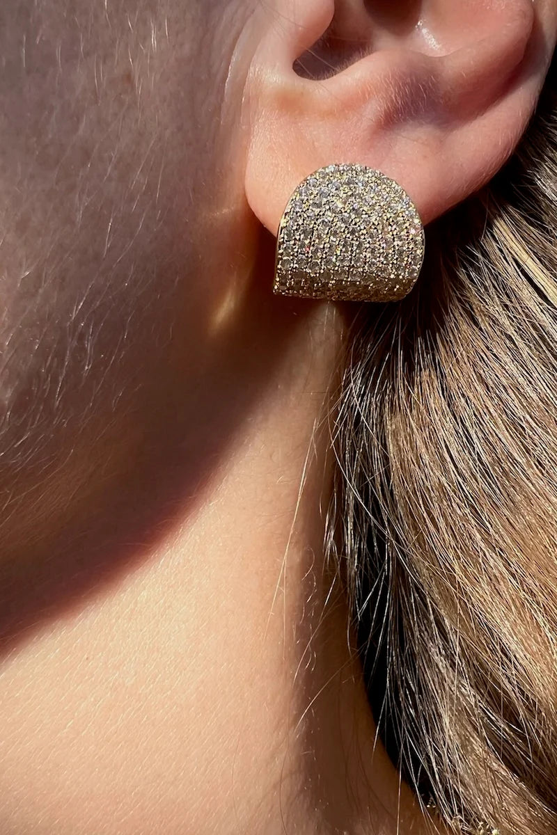 Pave Arc Studs in Gold