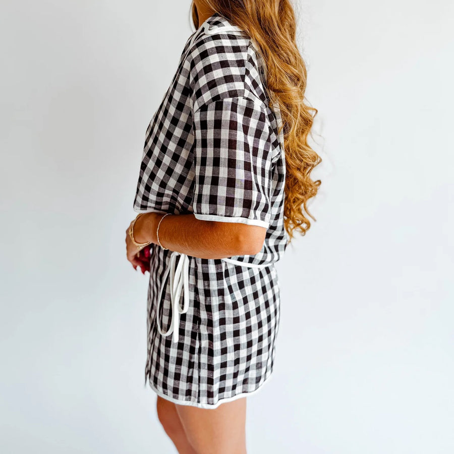 Paige Gingham Tie Skort
