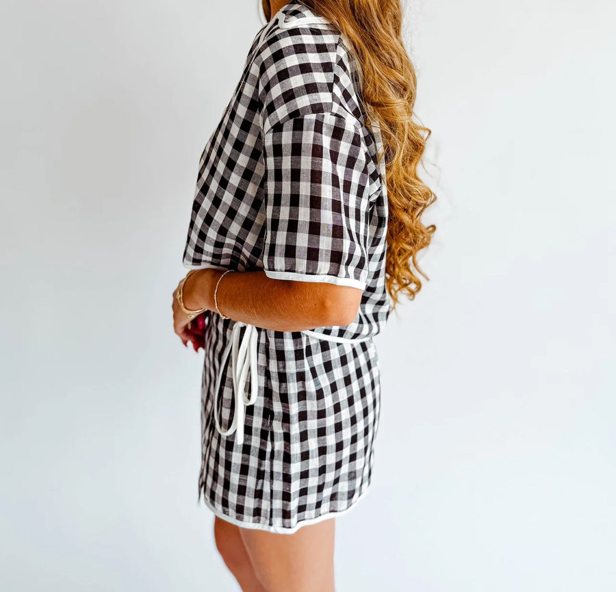 Paige Gingham Tie Top