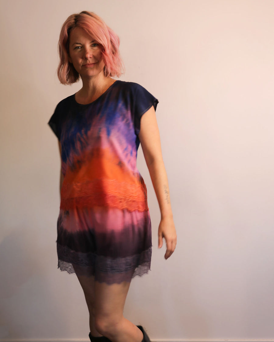 Sunset Haze Hand Dyed Silk Shorts