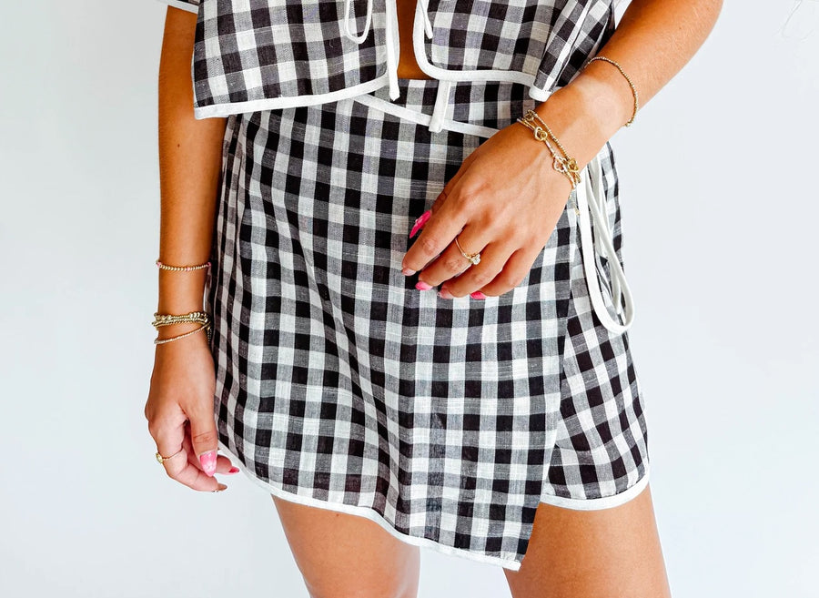 Paige Gingham Tie Skort