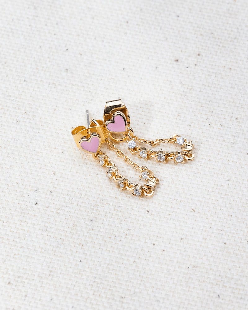 Heart Throb Pink Chain Earrings earrings Native Gem Collection 
