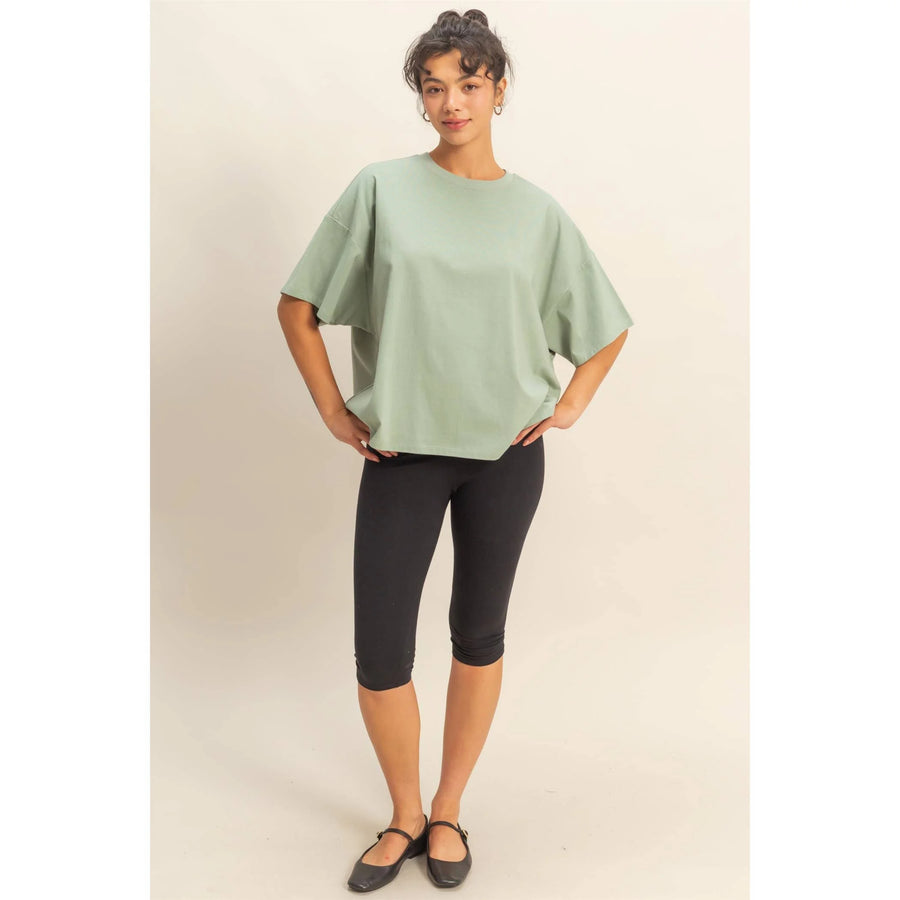Celia Oversized Tee in Sage