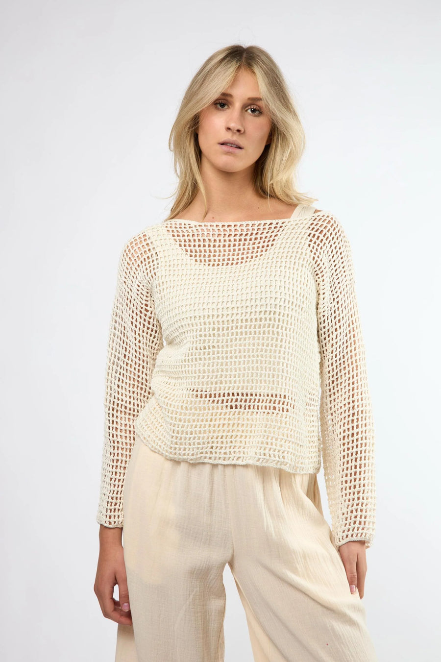 Hand Crochet Sweater in Cream