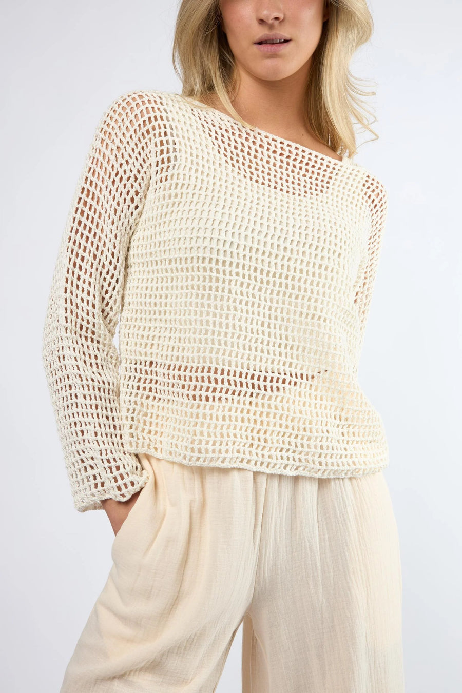 Hand Crochet Sweater in Cream