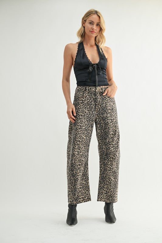 Leopard Barrel Denim