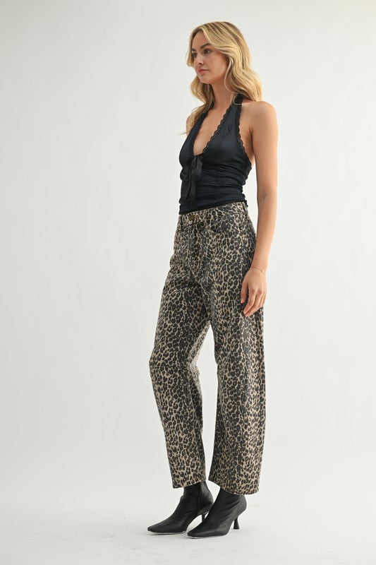 Leopard Barrel Denim