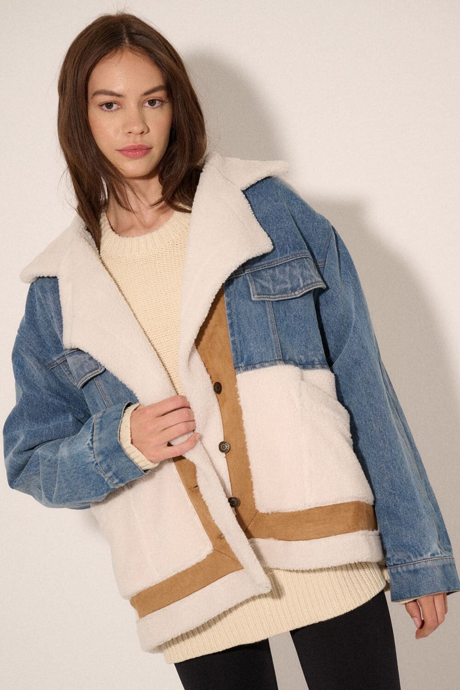 Patchwork Vegan Shearling Jacket Promesa 
