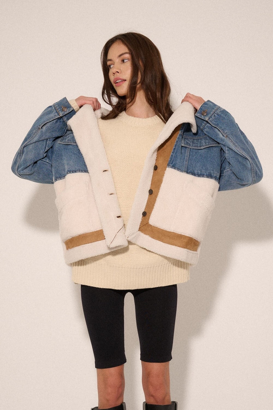Patchwork Vegan Shearling Jacket Promesa 
