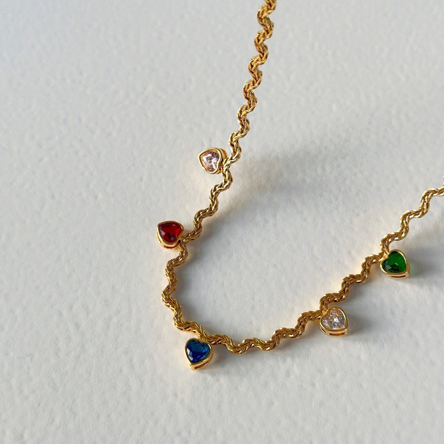 Rainbow Heart Squiggle Chain Hereafter 