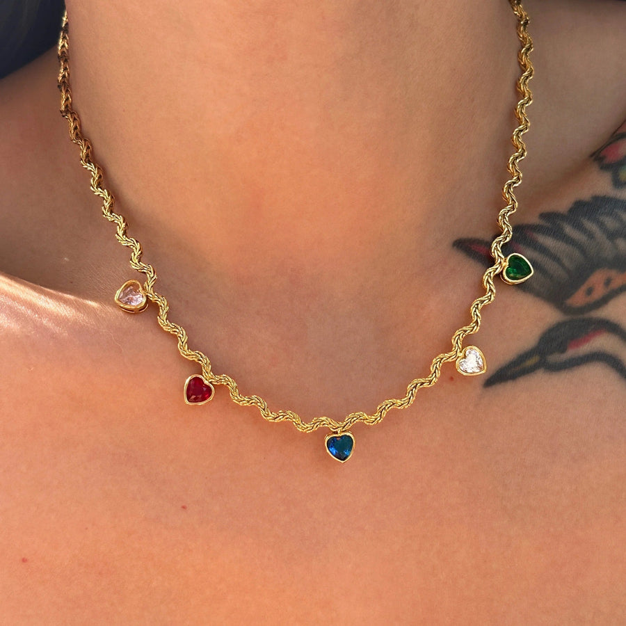 Rainbow Heart Squiggle Chain Hereafter 