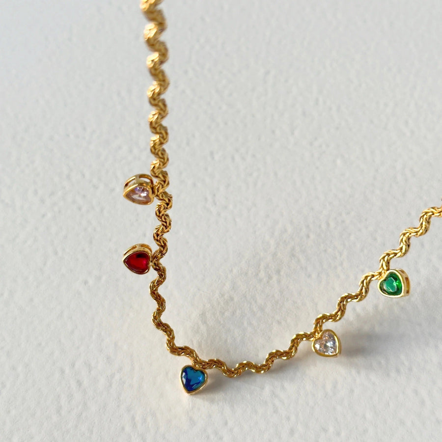 Rainbow Heart Squiggle Chain Hereafter 