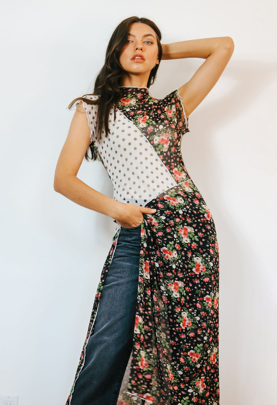 Mixed Mesh Midi Dress dress Haley Solar 