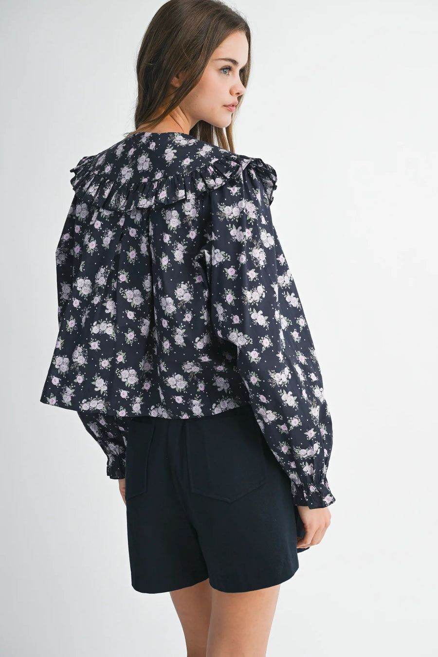 Inaya Peter Pan Shirt in Navy