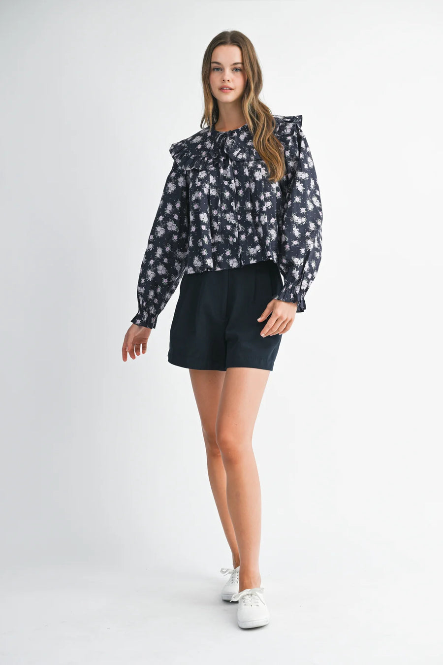 Inaya Peter Pan Shirt in Navy