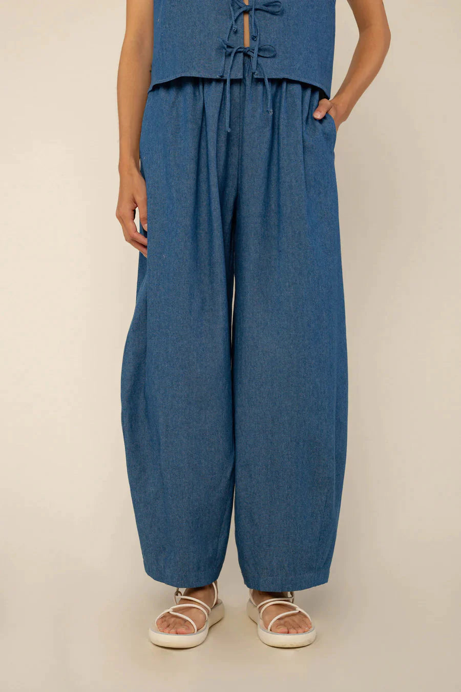 Esme Denim Lantern Pant Medium Wash pant No Less Than 