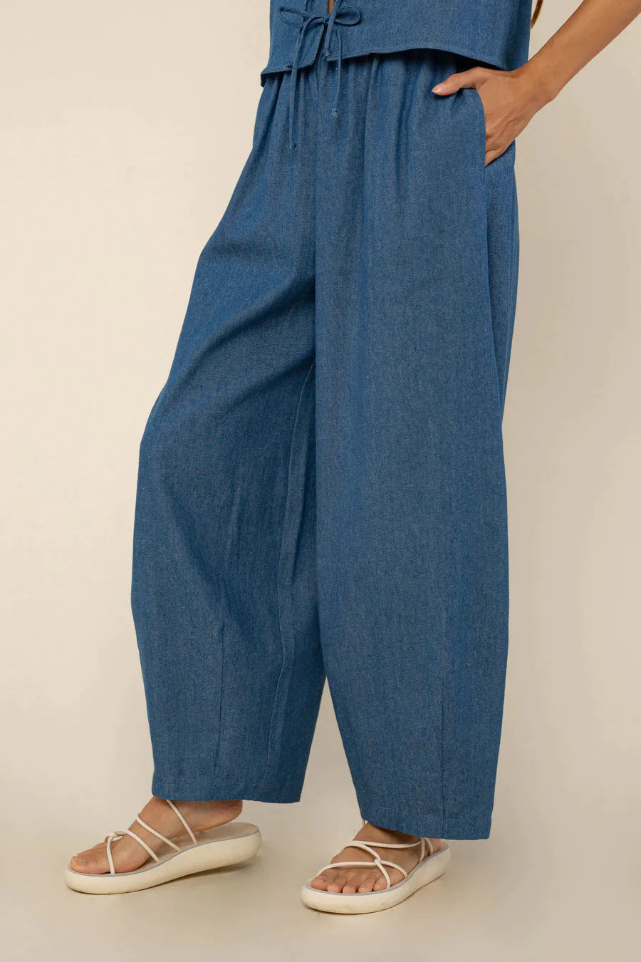 Esme Denim Lantern Pant Medium Wash pant No Less Than 