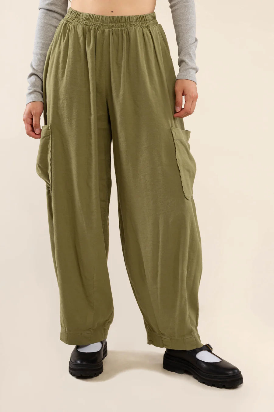 Range Tencel Lantern Pant in Moss dress No Less Than 