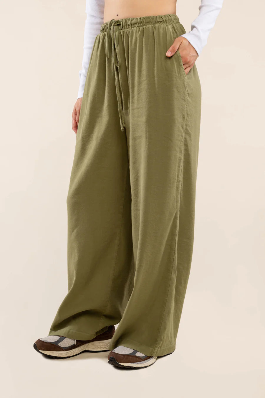 Meridian Tencel Pant in Moss dress No Less Than 