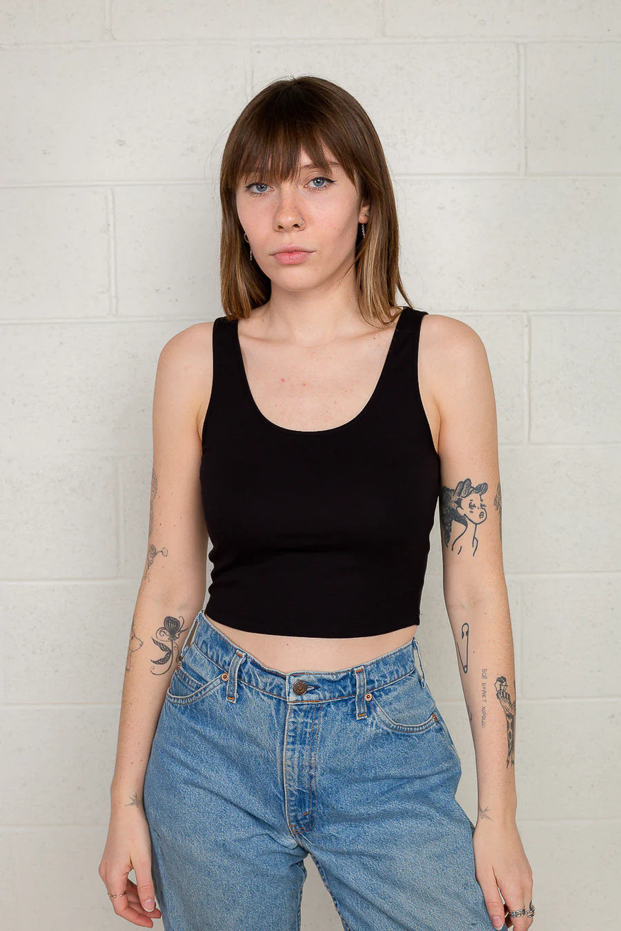 Cropped Basic Tank in Black top No Less Than 
