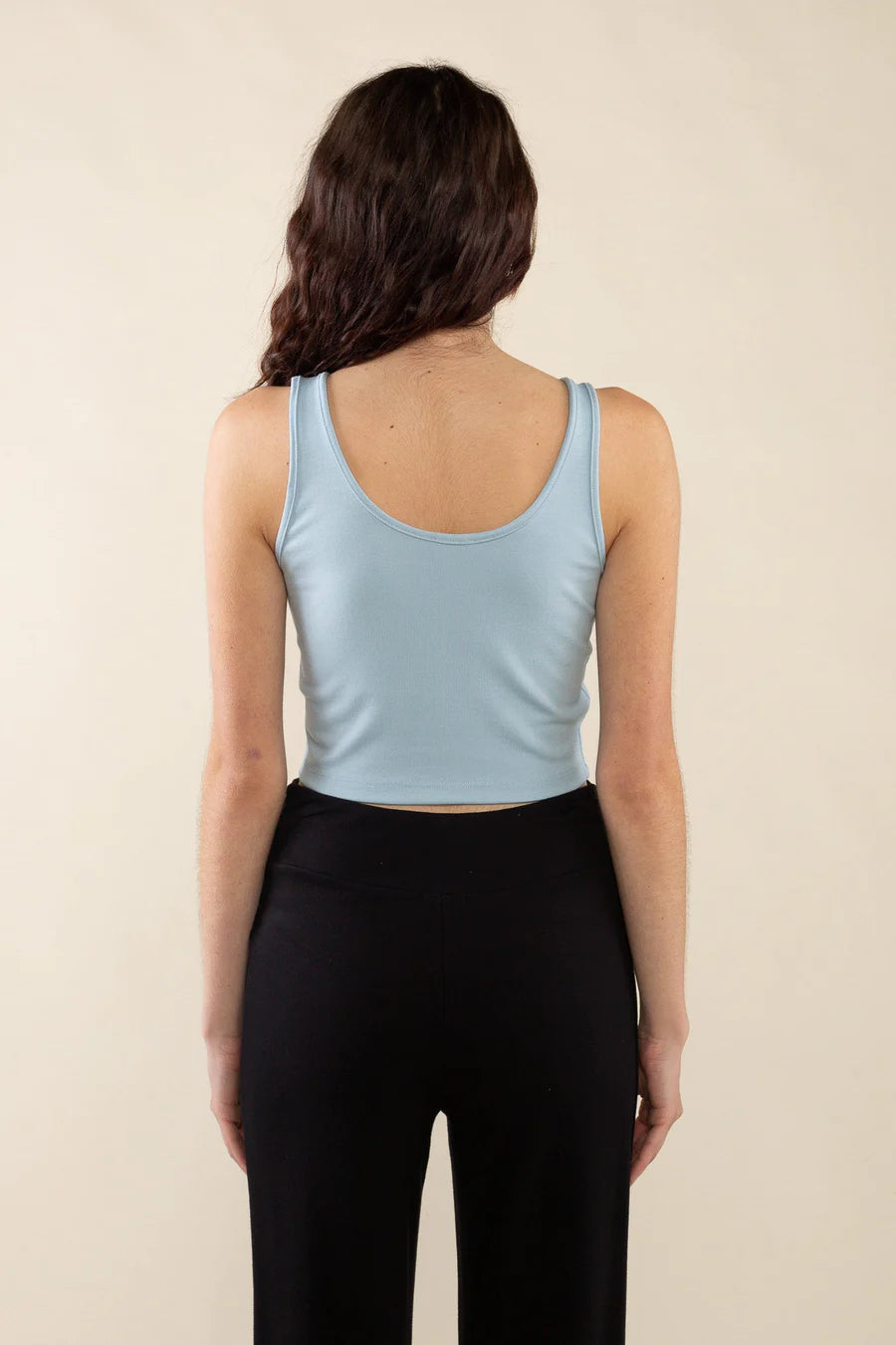 Cropped Basic Tank in Sky Blue top No Less Than 