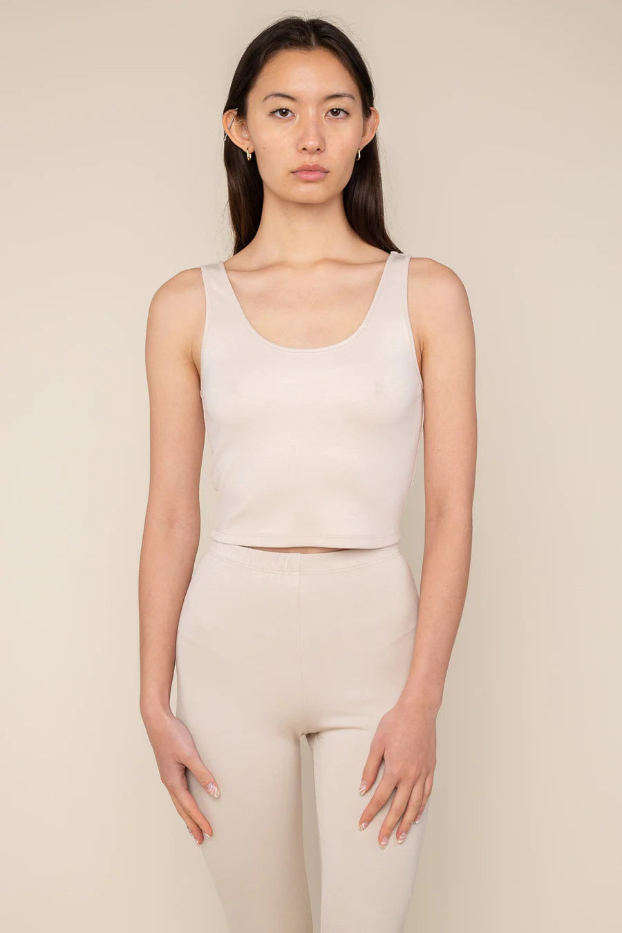 Cropped Basic Tank in Stone top No Less Than 