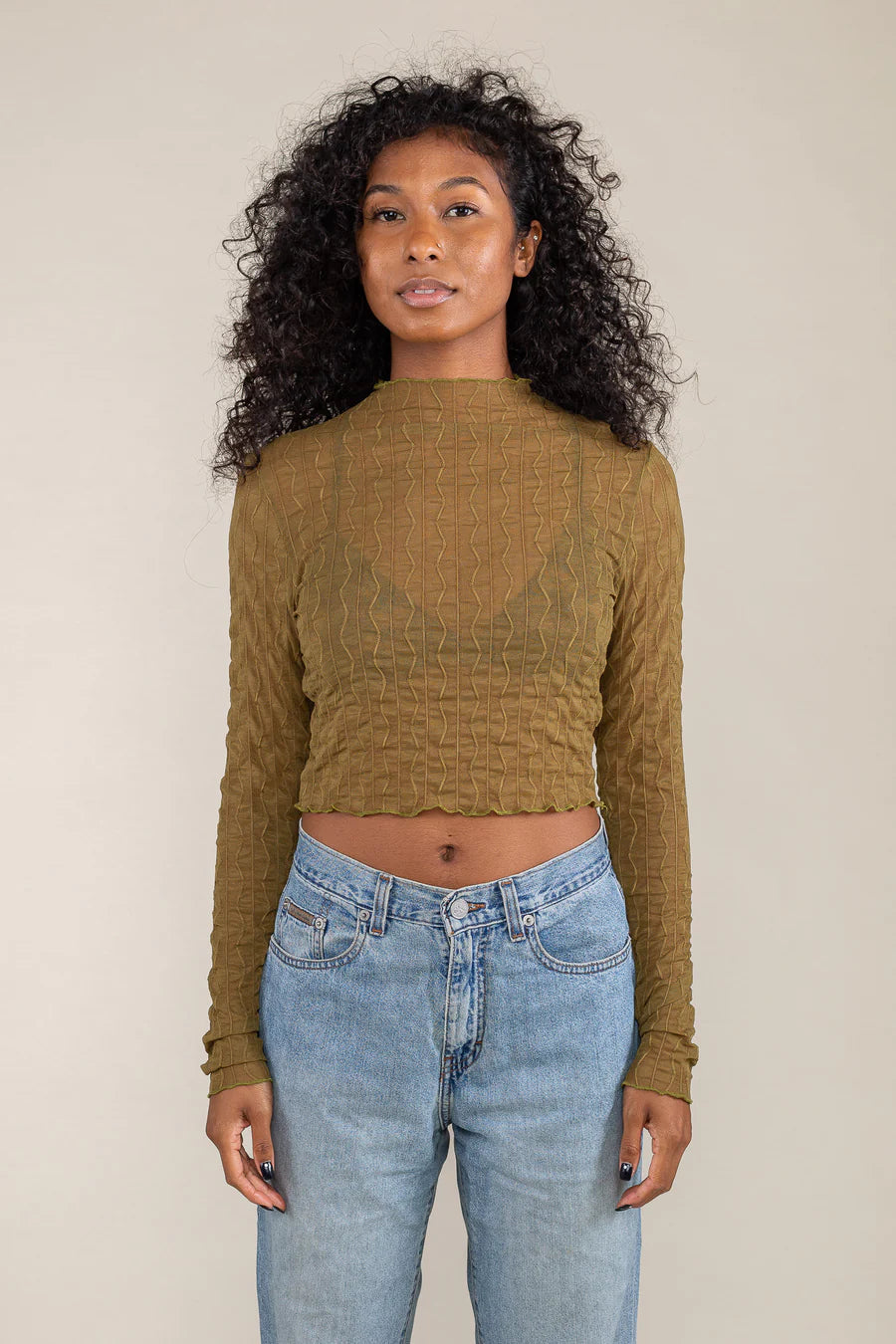 Abra Mesh Top No Less Than Small Olive 